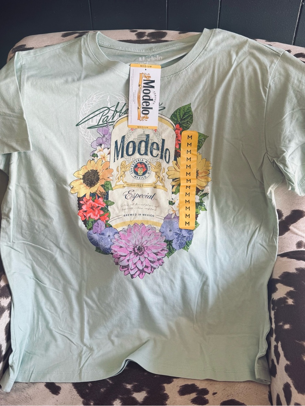 Modelo Light Mint Graphic Tee with White Modelo Logo Ladies or Men’s!
